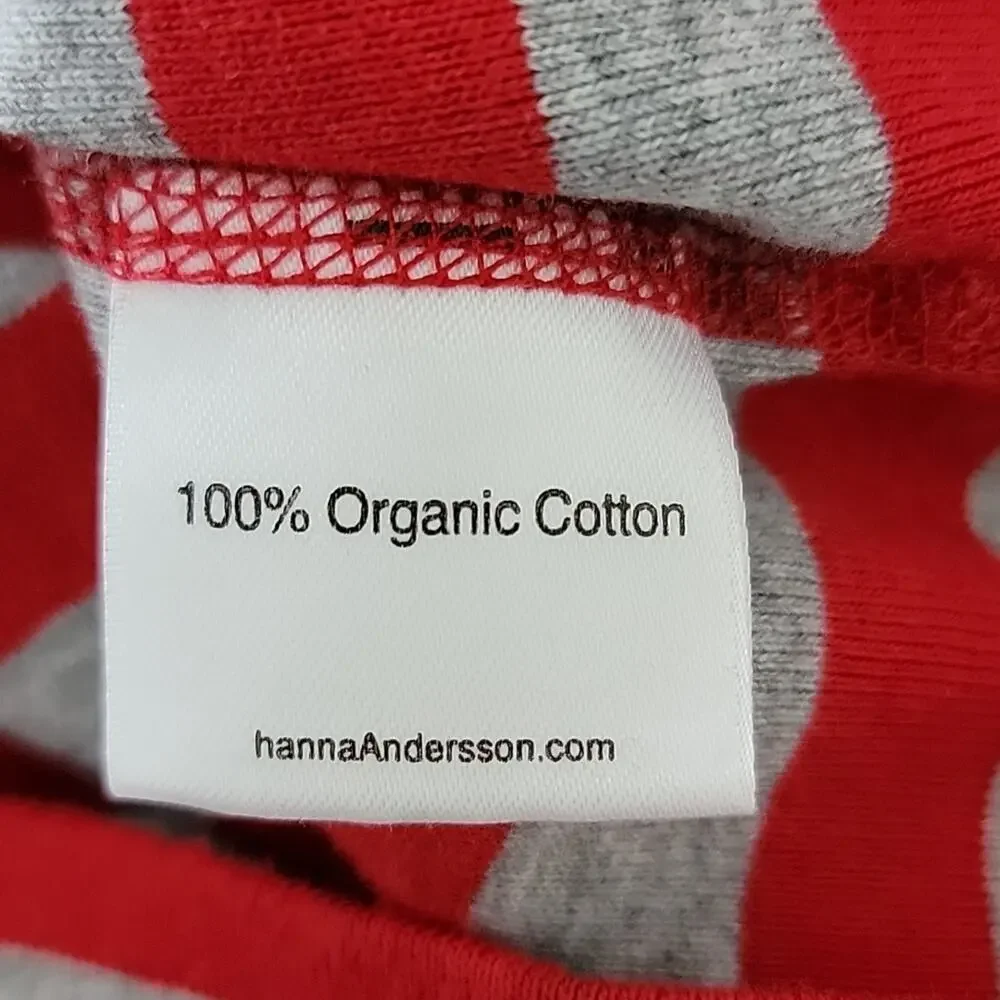 Hanna Andersson striped red and gray‎ organic cotton pajama top Kid 12